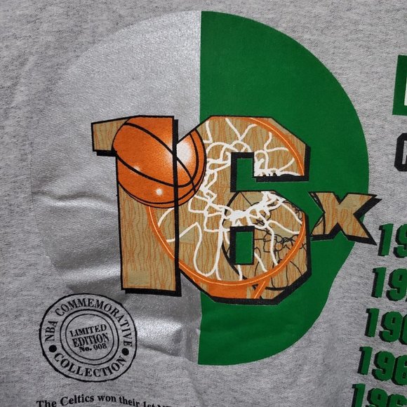 NOS Vintage 90s Adult Sz L Long Gone Series Boston Celtics Champ Sweatshirt RARE - Picture 4 of 15